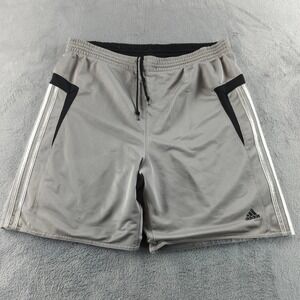 Vintage Adidas Shorts Mens Medium Gray Mesh Lined Shiny Silky Dazzle Baggy